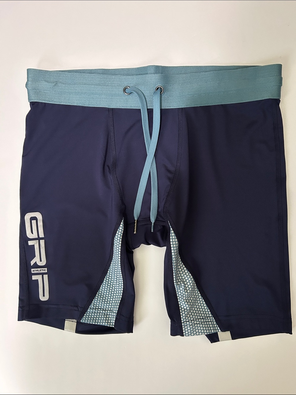 Men’s Navy compression Shorts with Light Blue Waistband